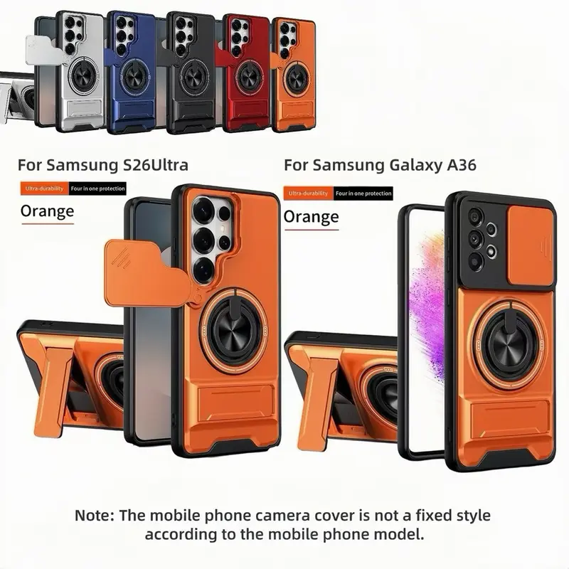 Samsung Rotating Ring Phone Case, Compatible with Samsung 25/24/23/22/21 Ultra, High-End Design, Practical Stand Case, TPU+PC Armor Shell, with Camera Protector, Unisex, Military-Grade Protective Case