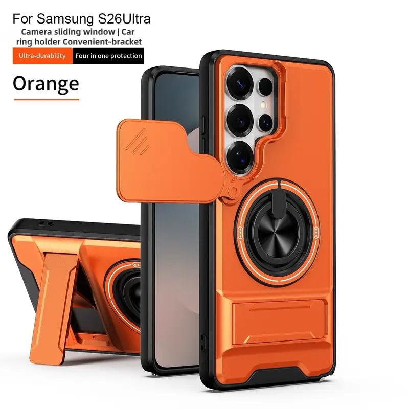 Samsung Rotating Ring Phone Case, Compatible with Samsung 25/24/23/22/21 Ultra, High-End Design, Practical Stand Case, TPU+PC Armor Shell, with Camera Protector, Unisex, Military-Grade Protective Case