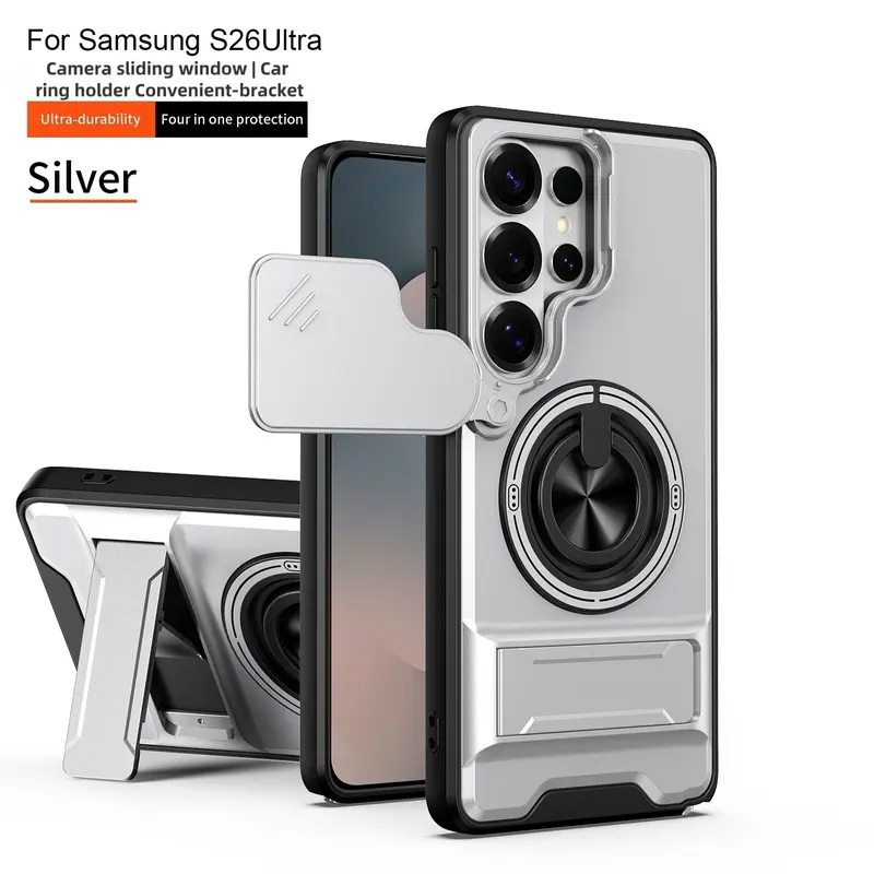 Samsung Rotating Ring Phone Case, Compatible with Samsung 25/24/23/22/21 Ultra, High-End Design, Practical Stand Case, TPU+PC Armor Shell, with Camera Protector, Unisex, Military-Grade Protective Case