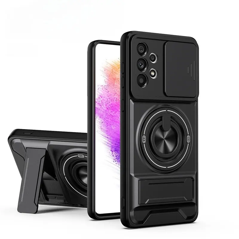 Samsung Rotating Ring Phone Case, Compatible with Samsung 25/24/23/22/21 Ultra, High-End Design, Practical Stand Case, TPU+PC Armor Shell, with Camera Protector, Unisex, Military-Grade Protective Case