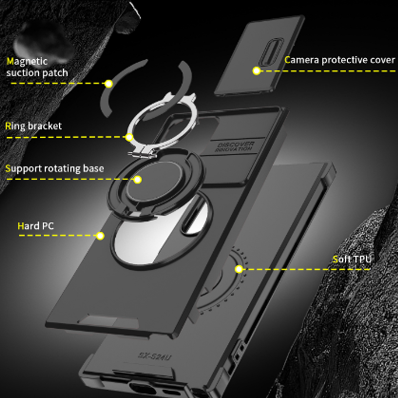 50% OFF!  Magnetic Stand Phone Case for Samsung – Slide Camera Cover, 360° Ring Grip & Kickstand, Full Protection
