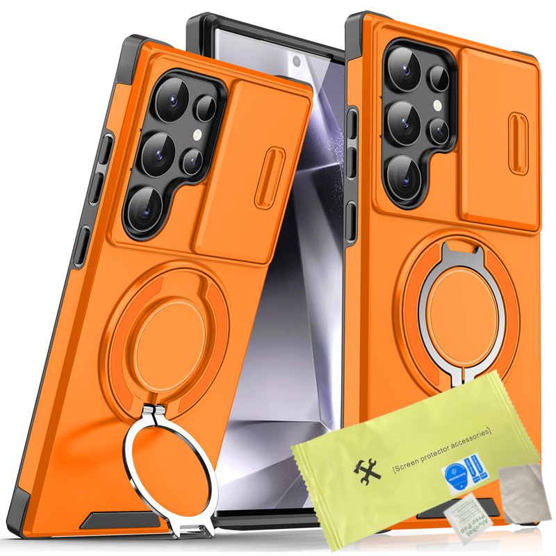 50% OFF!  Magnetic Stand Phone Case for Samsung – Slide Camera Cover, 360° Ring Grip & Kickstand, Full Protection