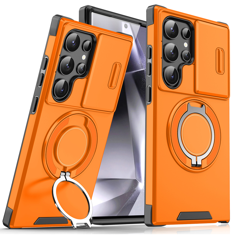 50% OFF!  Magnetic Stand Phone Case for Samsung – Slide Camera Cover, 360° Ring Grip & Kickstand, Full Protection