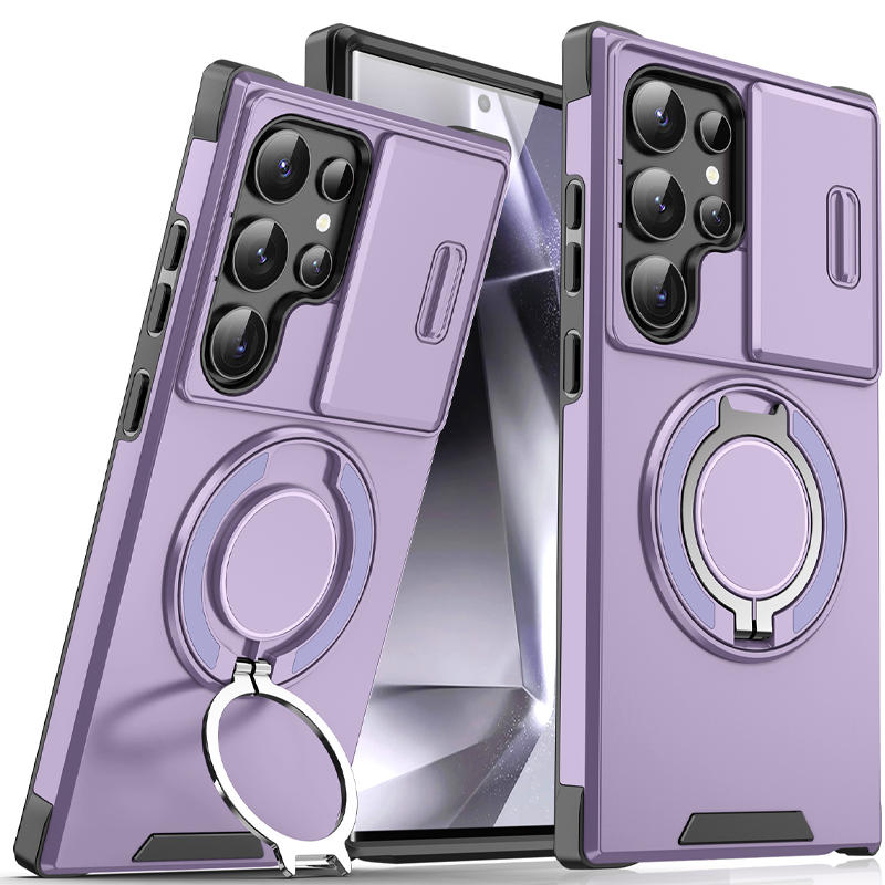 50% OFF!  Magnetic Stand Phone Case for Samsung – Slide Camera Cover, 360° Ring Grip & Kickstand, Full Protection