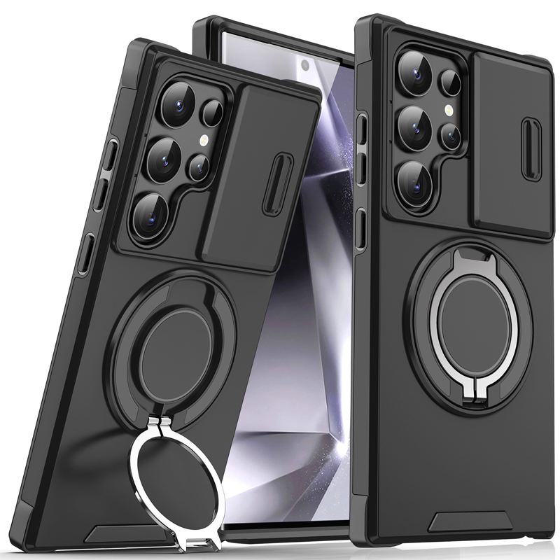 50% OFF!  Magnetic Stand Phone Case for Samsung – Slide Camera Cover, 360° Ring Grip & Kickstand, Full Protection