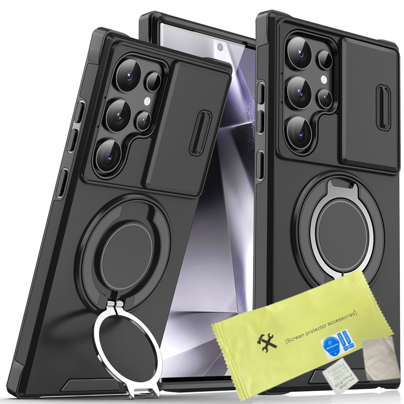 50% OFF!  Magnetic Stand Phone Case for Samsung – Slide Camera Cover, 360° Ring Grip & Kickstand, Full Protection
