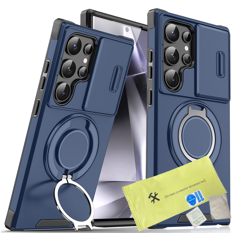 50% OFF!  Magnetic Stand Phone Case for Samsung – Slide Camera Cover, 360° Ring Grip & Kickstand, Full Protection