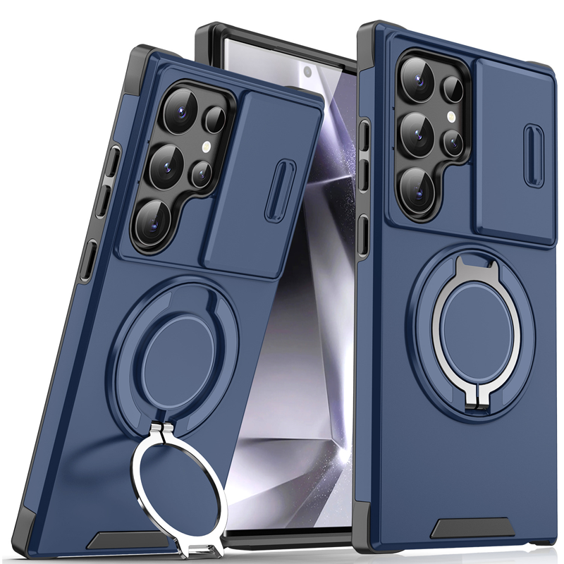 50% OFF!  Magnetic Stand Phone Case for Samsung – Slide Camera Cover, 360° Ring Grip & Kickstand, Full Protection
