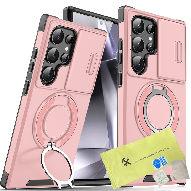 50% OFF!  Magnetic Stand Phone Case for Samsung – Slide Camera Cover, 360° Ring Grip & Kickstand, Full Protection