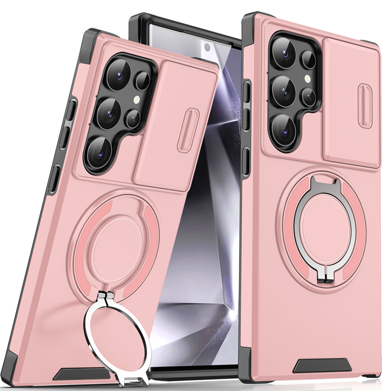 50% OFF!  Magnetic Stand Phone Case for Samsung – Slide Camera Cover, 360° Ring Grip & Kickstand, Full Protection